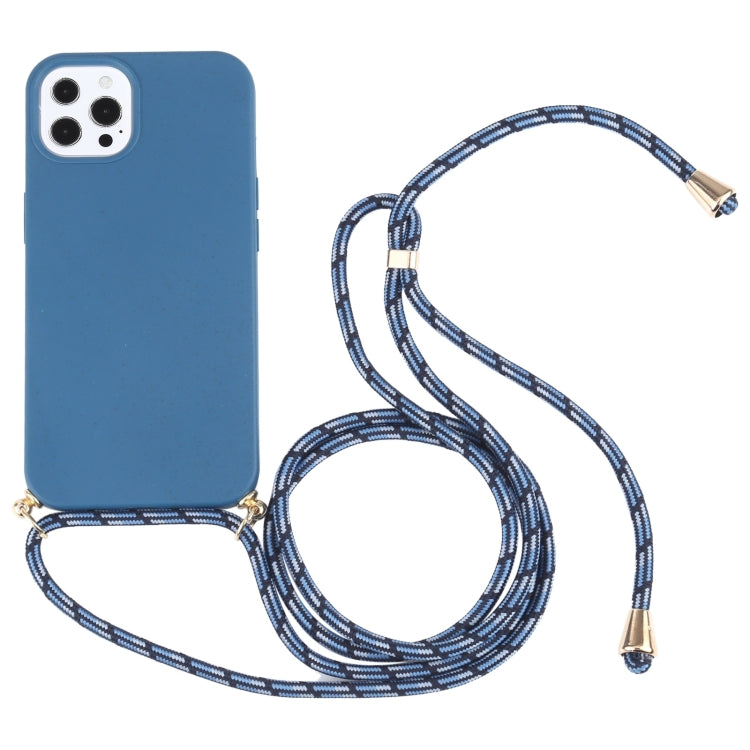 For iPhone 14 Pro Max Wheat Straw Material + TPU Shockproof Phone Case with Neck Lanyard