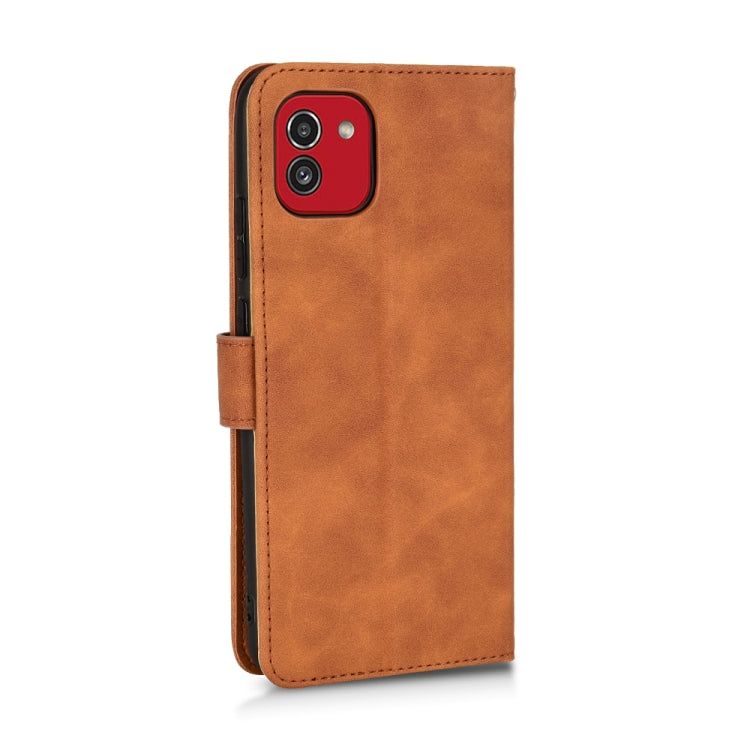 For Samsung Galaxy A03 166mm Skin Feel Magnetic Flip Leather Phone Case