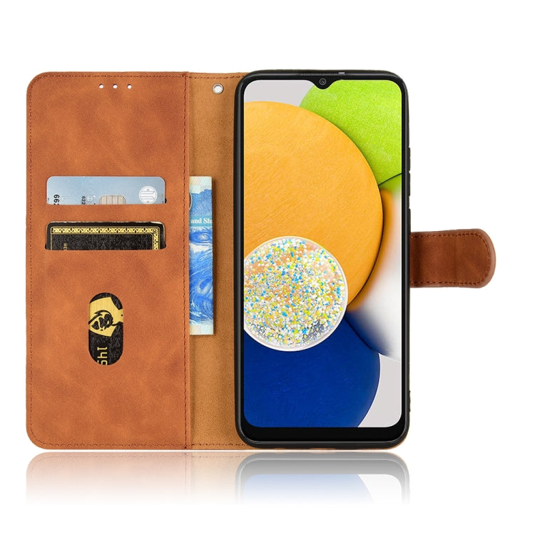 For Samsung Galaxy A03 166mm Skin Feel Magnetic Flip Leather Phone Case