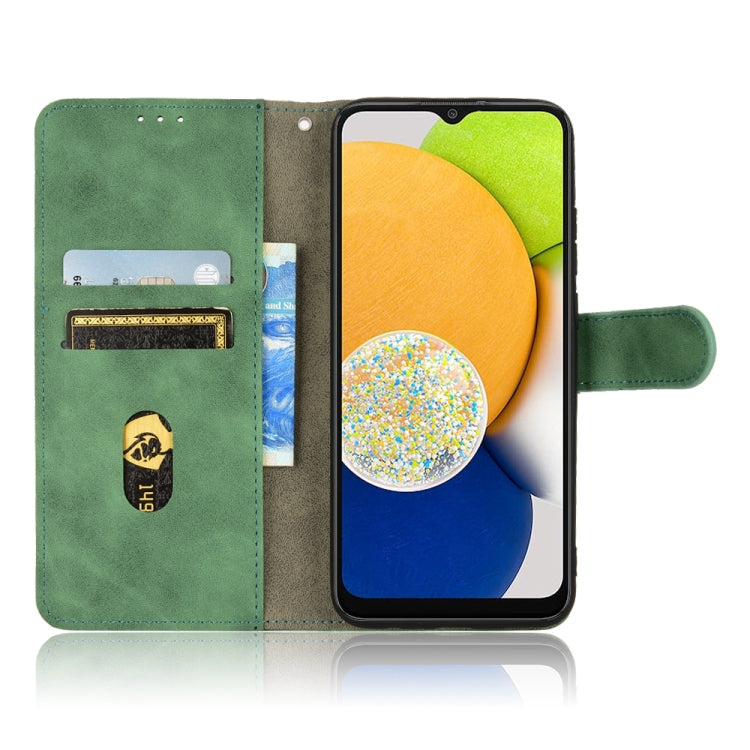 For Samsung Galaxy A03 166mm Skin Feel Magnetic Flip Leather Phone Case