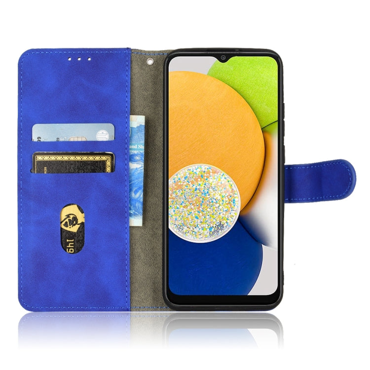 For Samsung Galaxy A03 166mm Skin Feel Magnetic Flip Leather Phone Case
