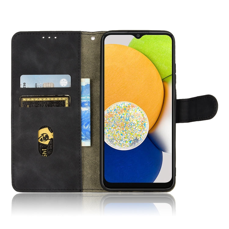 For Samsung Galaxy A03 166mm Skin Feel Magnetic Flip Leather Phone Case