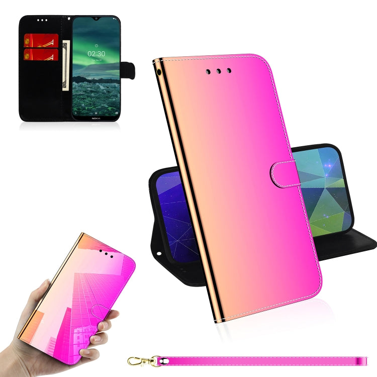 For Nokia 2.3 Lmitated Mirror Surface Horizontal Flip Leather Case with Holder & Card Slots & Wallet & Lanyard