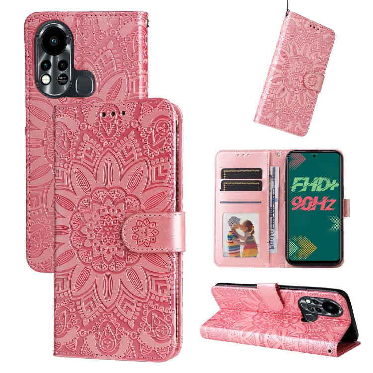 For Infinix Hot 11s Embossed Sunflower Leather Phone Case