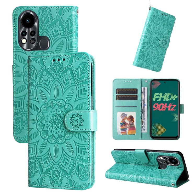 For Infinix Hot 11s Embossed Sunflower Leather Phone Case