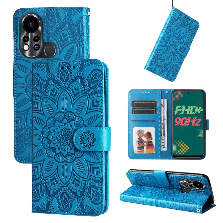 For Infinix Hot 11s Embossed Sunflower Leather Phone Case