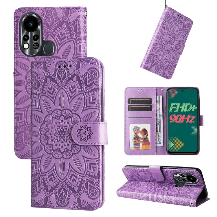 For Infinix Hot 11s Embossed Sunflower Leather Phone Case