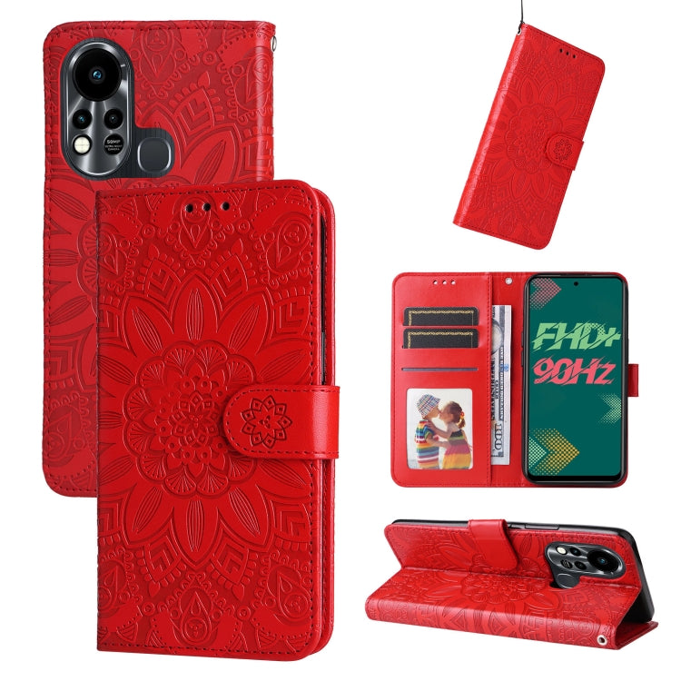 For Infinix Hot 11s Embossed Sunflower Leather Phone Case