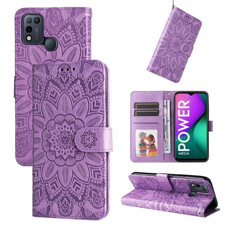 For Infinix Smart 5 Embossed Sunflower Leather Phone Case