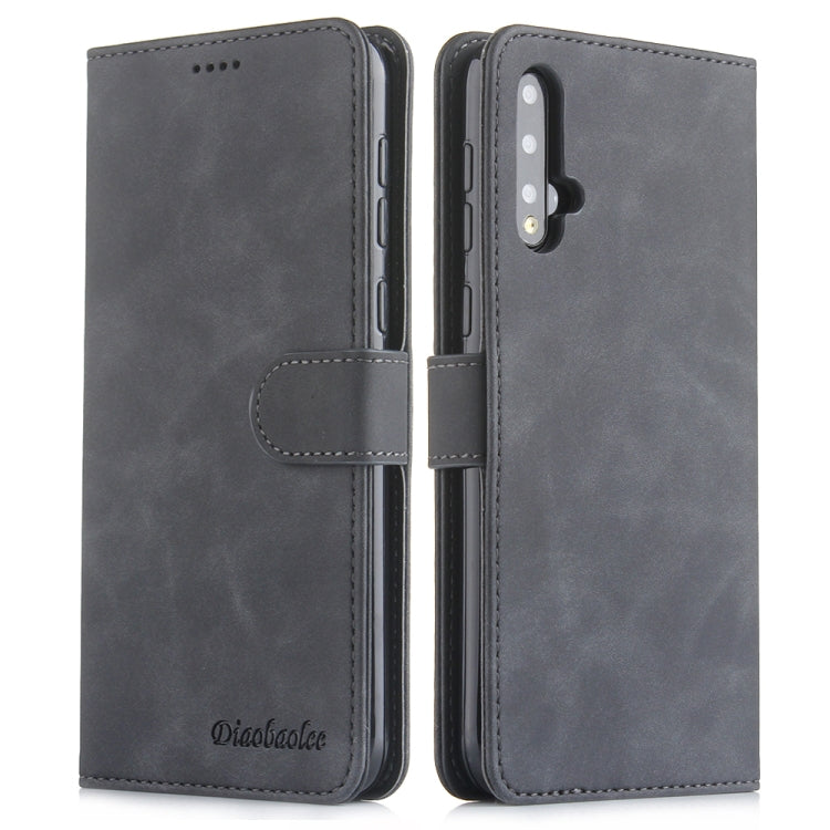 For Huawei Nova 5i Diaobaolee Pure Fresh Grain Horizontal Flip Leather Case with Holder & Card Slots