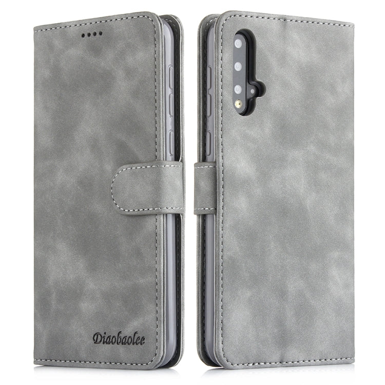 For Huawei Nova 5i Diaobaolee Pure Fresh Grain Horizontal Flip Leather Case with Holder & Card Slots