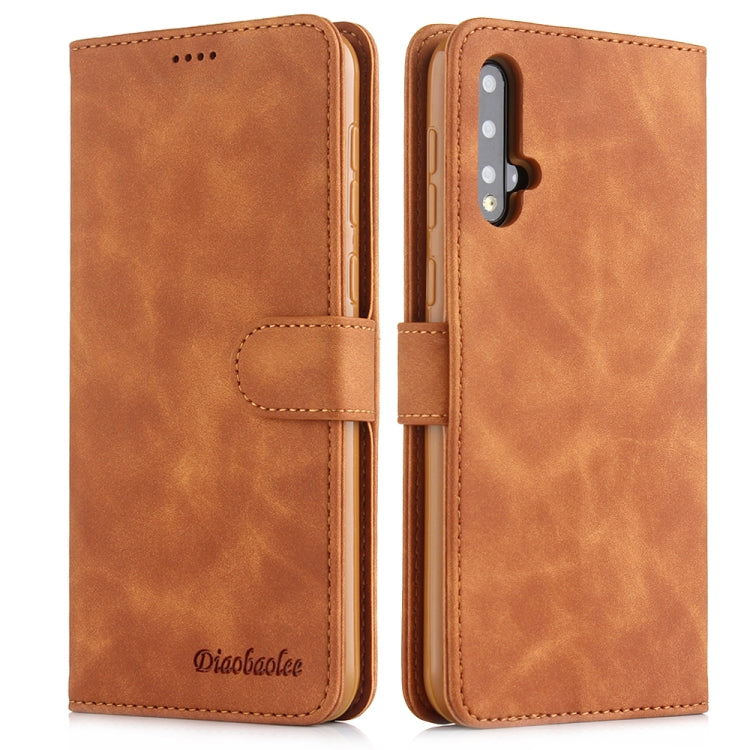 For Huawei P20 Lite Diaobaolee Pure Fresh Grain Horizontal Flip Leather Case with Holder & Card Slots