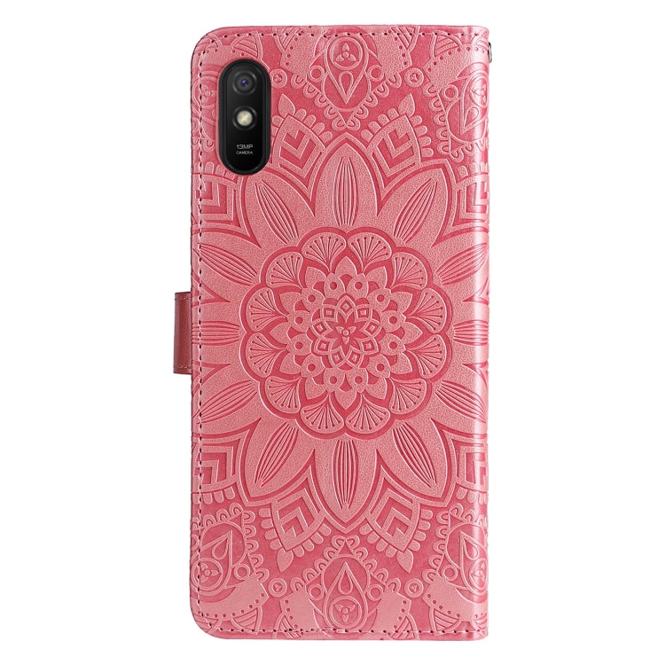 For Xiaomi Redmi 9A Embossed Sunflower Leather Phone Case