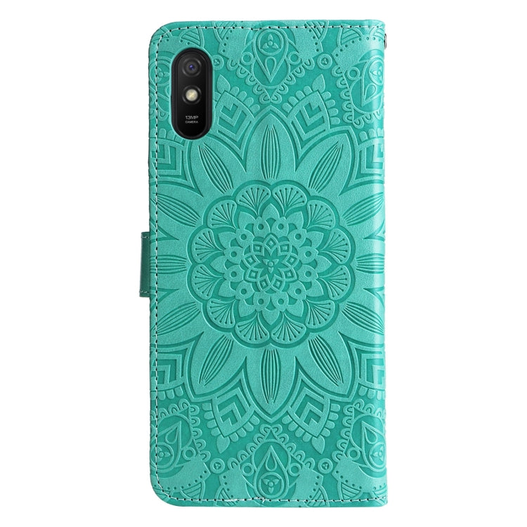 For Xiaomi Redmi 9A Embossed Sunflower Leather Phone Case