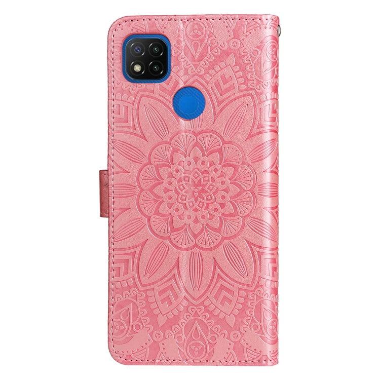 For Xiaomi Redmi 9C / 10A Embossed Sunflower Leather Phone Case