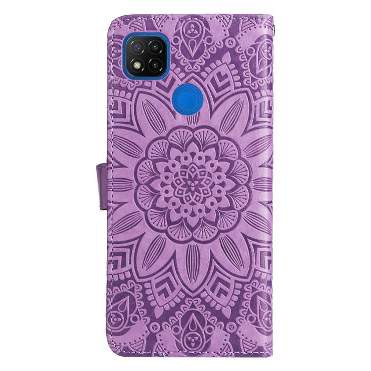 For Xiaomi Redmi 9C / 10A Embossed Sunflower Leather Phone Case