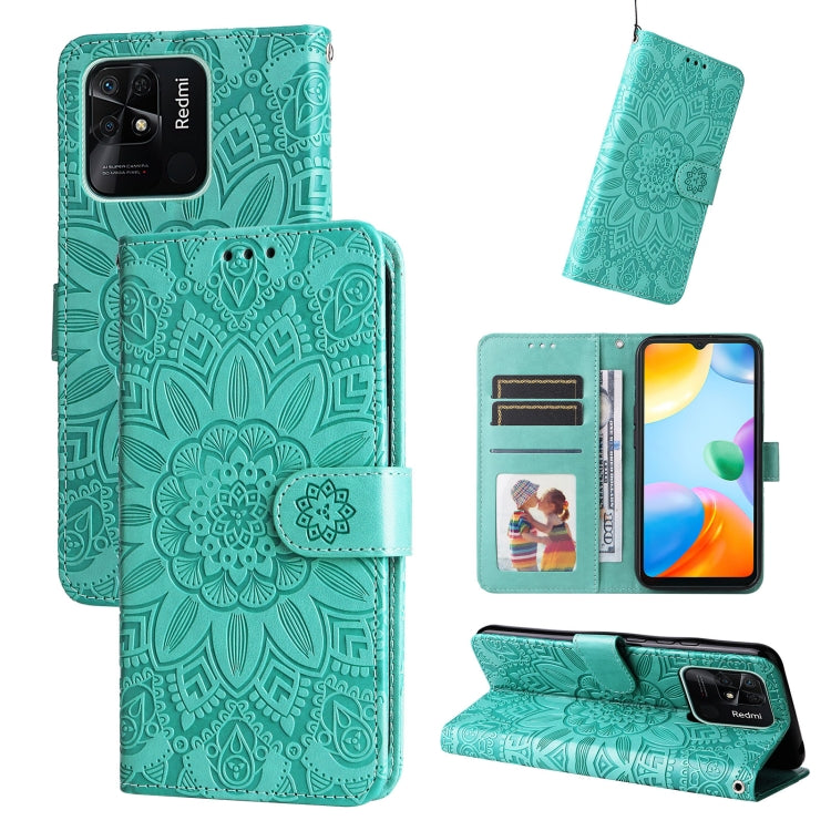 For Xiaomi Redmi 10C 4G Embossed Sunflower Leather Phone Case