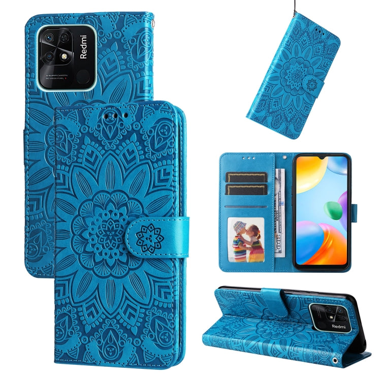 For Xiaomi Redmi 10C 4G Embossed Sunflower Leather Phone Case