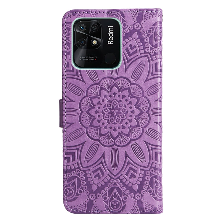 For Xiaomi Redmi 10C 4G Embossed Sunflower Leather Phone Case
