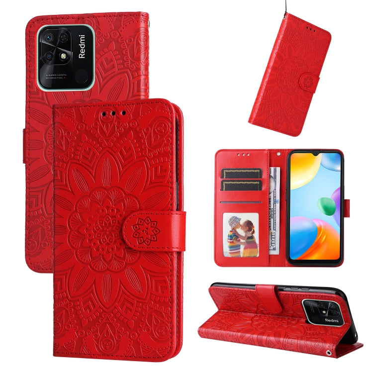 For Xiaomi Redmi 10C 4G Embossed Sunflower Leather Phone Case