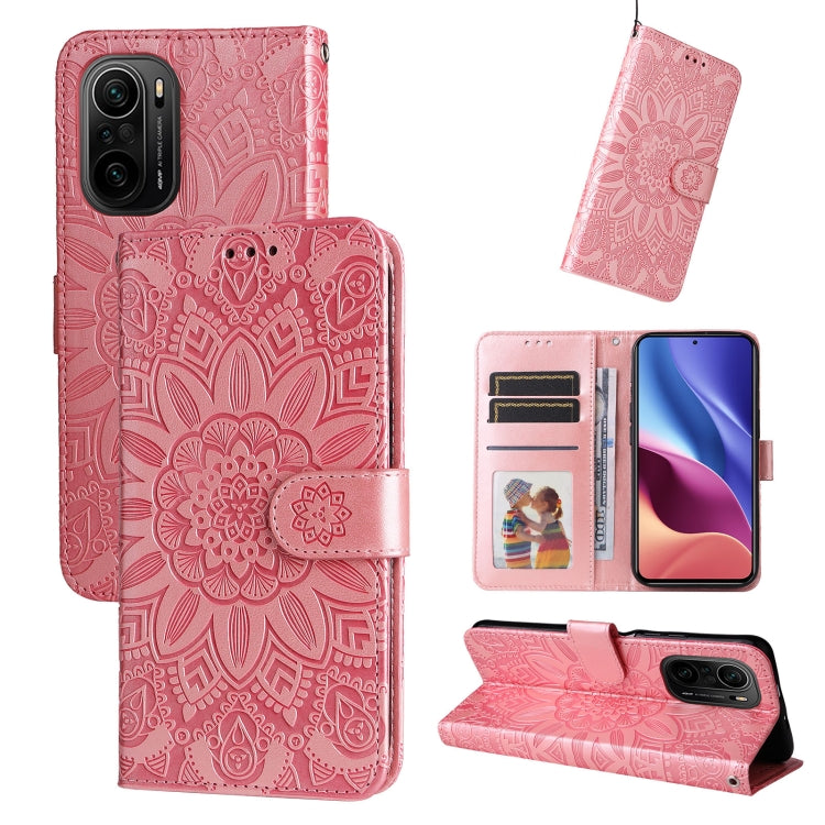 For Xiaomi Redmi K40 / K40 Pro / Xiaomi Poco F1 Embossed Sunflower Leather Phone Case