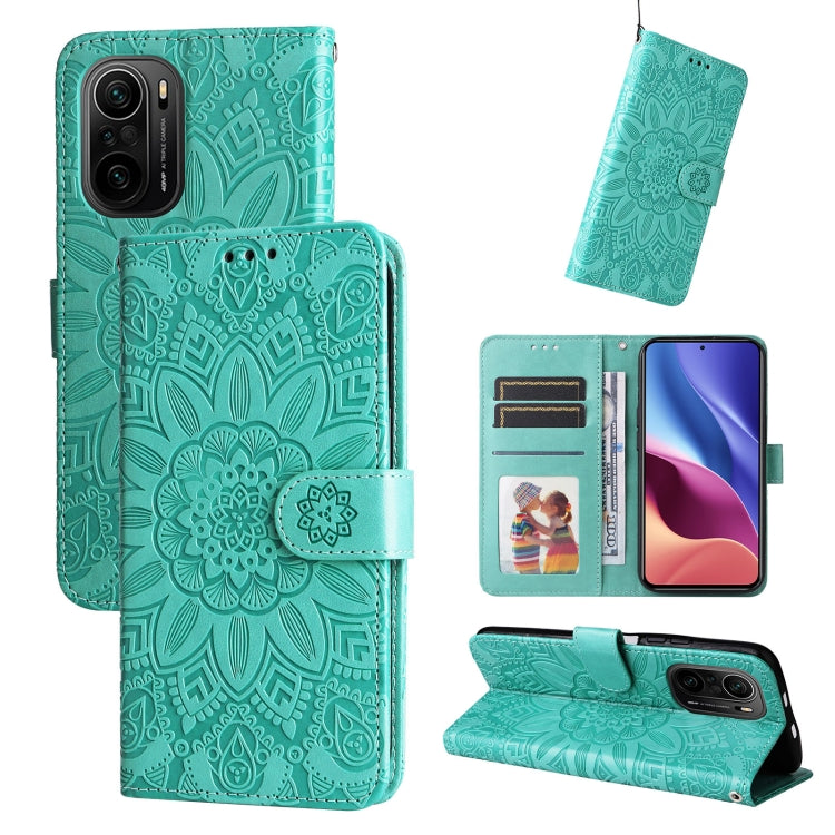 For Xiaomi Redmi K40 / K40 Pro / Xiaomi Poco F1 Embossed Sunflower Leather Phone Case