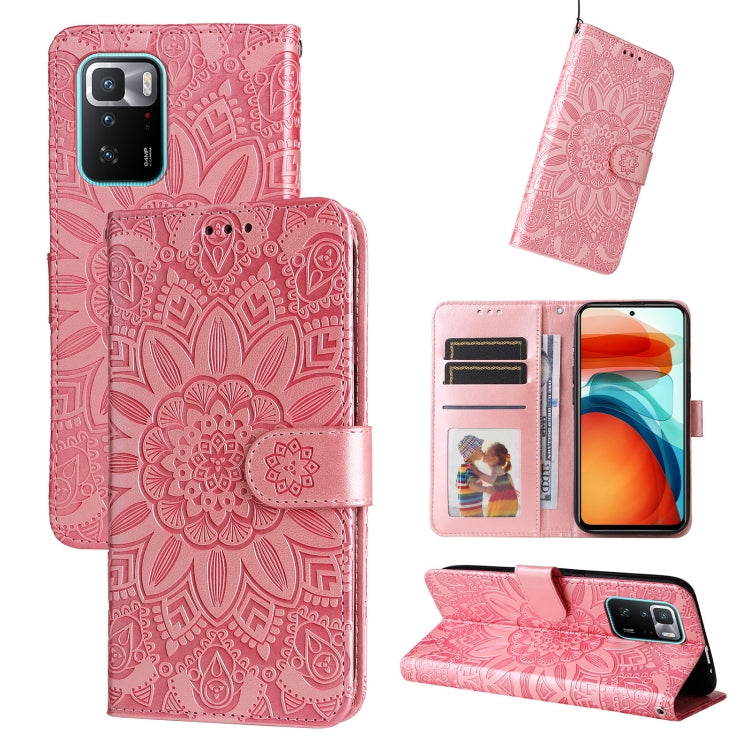 For Xiaomi Redmi Note 10 Pro 5G Embossed Sunflower Leather Phone Case