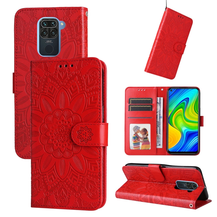 For Xiaomi Redmi Note 9 4G Foreign Version / 10X 4G Embossed Sunflower Leather Phone Case