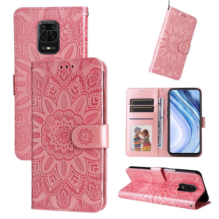 For Xiaomi Redmi Note 9S Embossed Sunflower Leather Phone Case