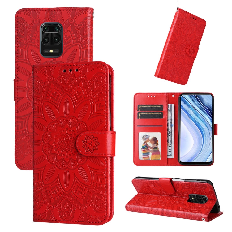 For Xiaomi Redmi Note 9S Embossed Sunflower Leather Phone Case