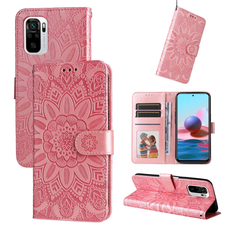 For Xiaomi Redmi Note 10 4G / Note 10S 4G  Embossed Sunflower Leather Phone Case