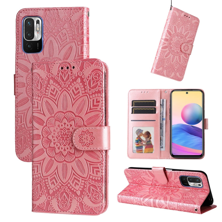 For Xiaomi Redmi Note 10 5G  Embossed Sunflower Leather Phone Case