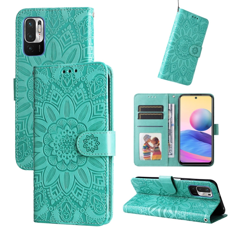 For Xiaomi Redmi Note 10 5G  Embossed Sunflower Leather Phone Case