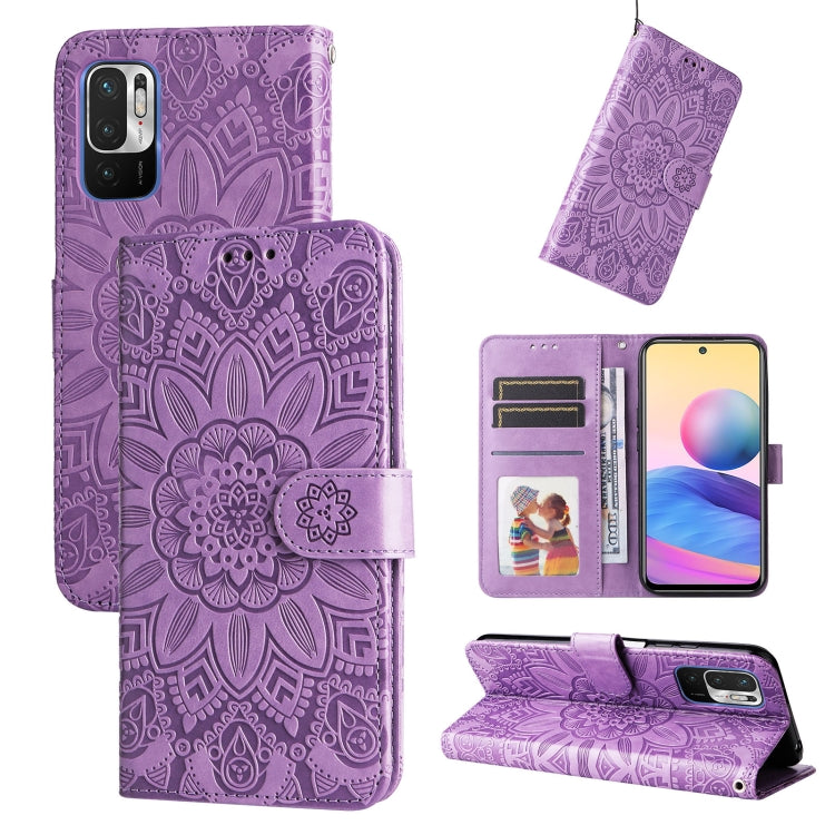 For Xiaomi Redmi Note 10 5G  Embossed Sunflower Leather Phone Case