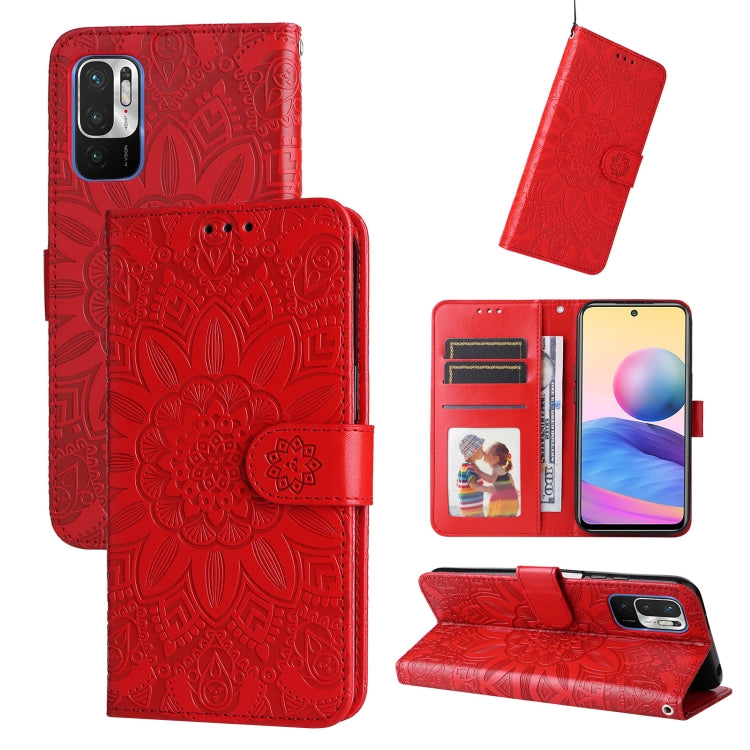 For Xiaomi Redmi Note 10 5G  Embossed Sunflower Leather Phone Case