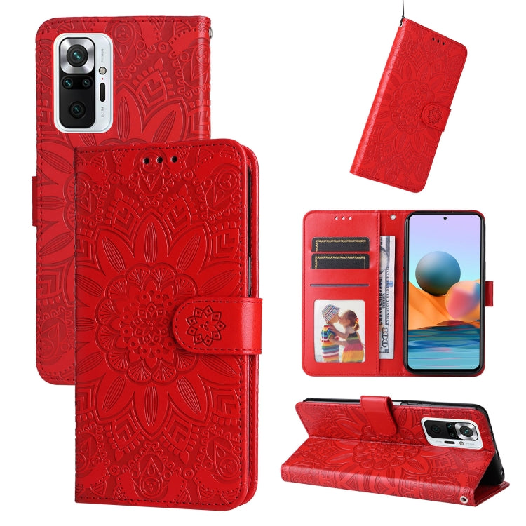 For Xiaomi Redmi Note 10 Pro / Note 10 Pro Max Embossed Sunflower Leather Phone Case