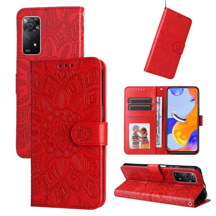 For Xiaomi Redmi Note 11 Pro 4G Foreign Version / 5G Embossed Sunflower Leather Phone Case