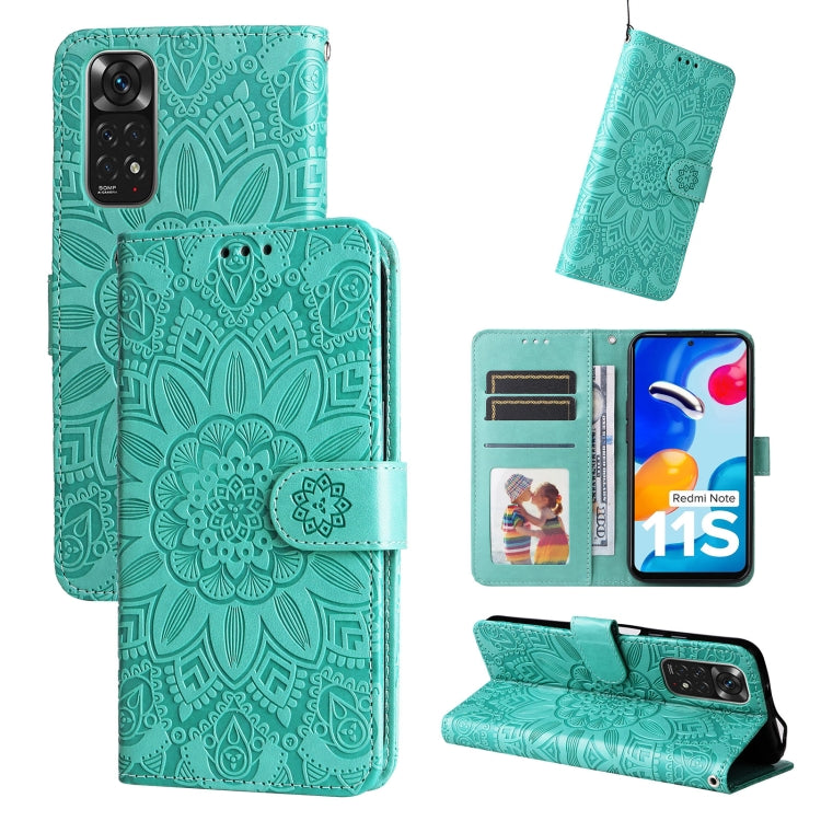 For Xiaomi Redmi Note 11S / Note 11 4G Foreign Version Embossed Sunflower Leather Phone Case