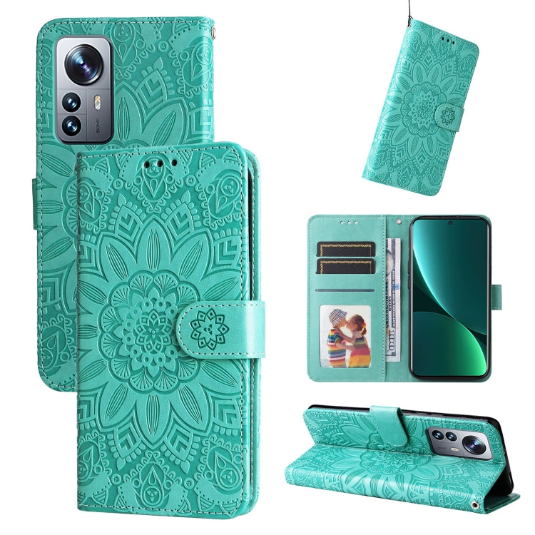 For Xiaomi 12 Pro Embossed Sunflower Leather Phone Case
