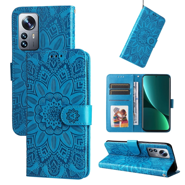 For Xiaomi 12 Pro Embossed Sunflower Leather Phone Case