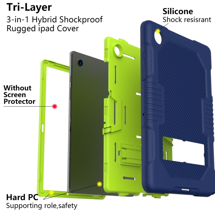 For Samsung Galaxy Tab A8 10.5 2021 X200 Contrast Color Robot Shockproof Silicone + PC Tablet Case