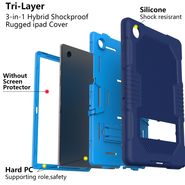 For Samsung Galaxy Tab A8 10.5 2021 X200 Contrast Color Robot Shockproof Silicone + PC Tablet Case