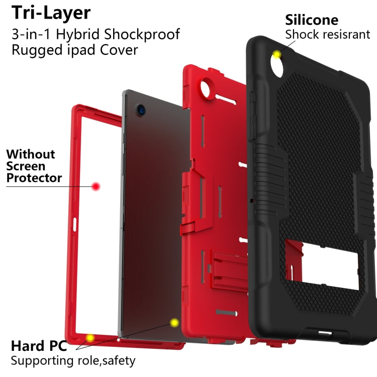 For Samsung Galaxy Tab A8 10.5 2021 X200 Contrast Color Robot Shockproof Silicone + PC Tablet Case