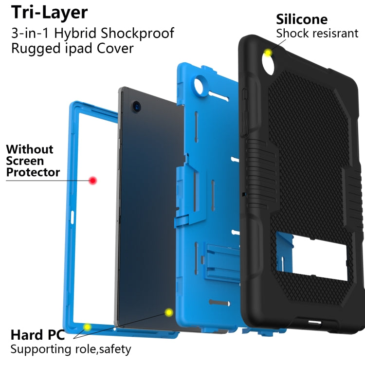 For Samsung Galaxy Tab A8 10.5 2021 X200 Contrast Color Robot Shockproof Silicone + PC Tablet Case