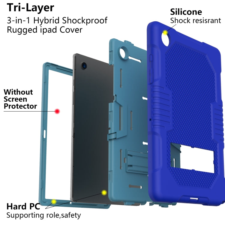 For Samsung Galaxy Tab A8 10.5 2021 X200 Contrast Color Robot Shockproof Silicone + PC Tablet Case
