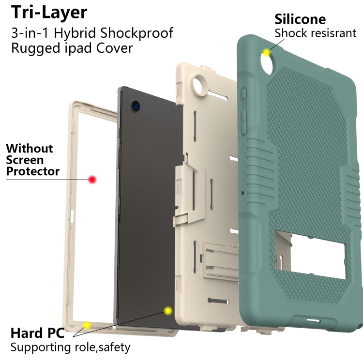 For Samsung Galaxy Tab A8 10.5 2021 X200 Contrast Color Robot Shockproof Silicone + PC Tablet Case
