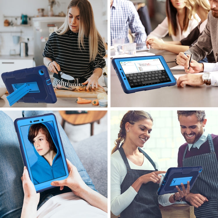 For Samsung Galaxy Tab A 8.0 2019 T290 Contrast Color Robot Shockproof Silicone + PC Tablet Case