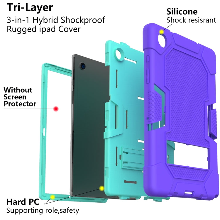 For Samsung Galaxy Tab A8 10.5 2021 X200 Contrast Color Robot Silicone + PC Tablet Case