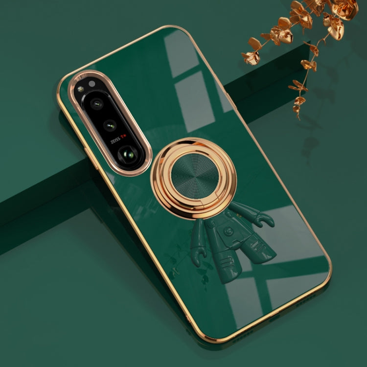 For Sony Xperia 1 IV 6D Plating Astronaut Ring Kickstand Phone Case