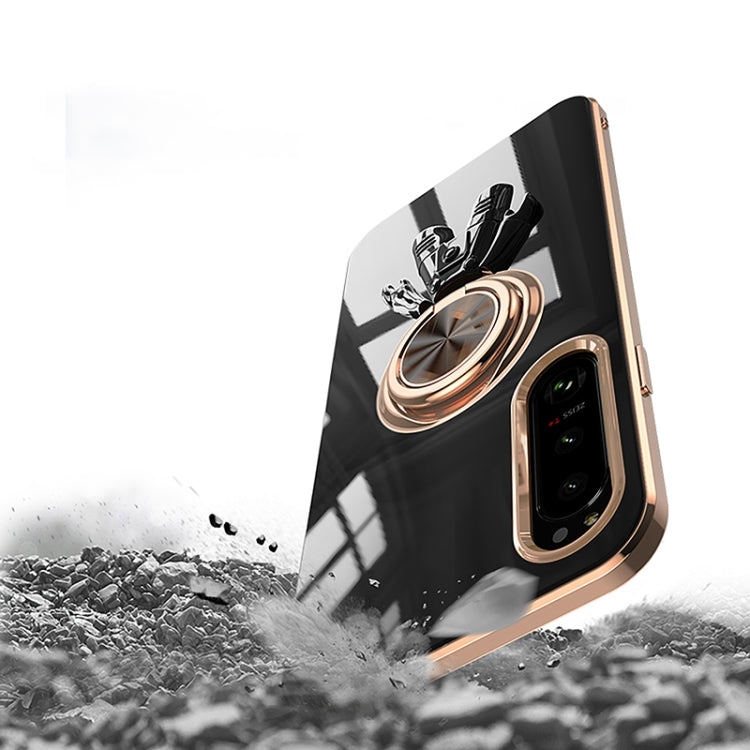 For Sony Xperia 1 IV 6D Plating Astronaut Ring Kickstand Phone Case
